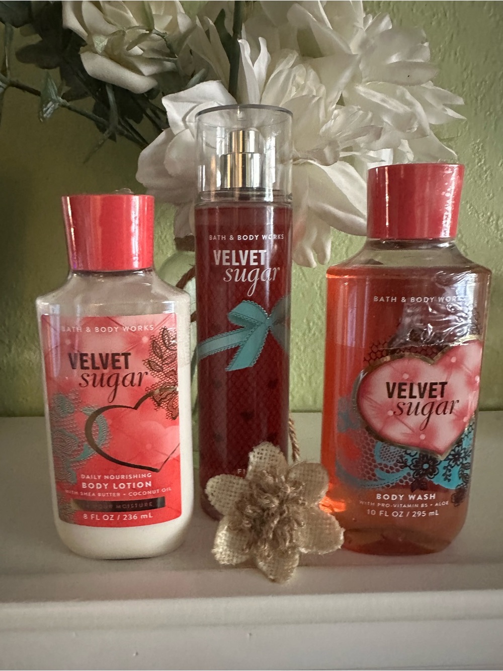 Bath & Body Works Velvet Sugar - Pink Scented Body Set (3) pc